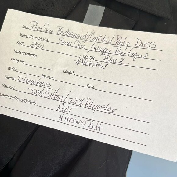 Suzi Chin for Maggie Boutique Black Cocktail Dress/Pockets! SZ 20W***MISSING Bel - Picture 3 of 11